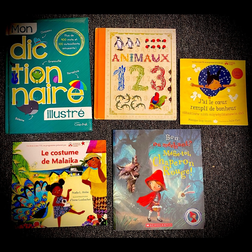 Set 5 French books for kids